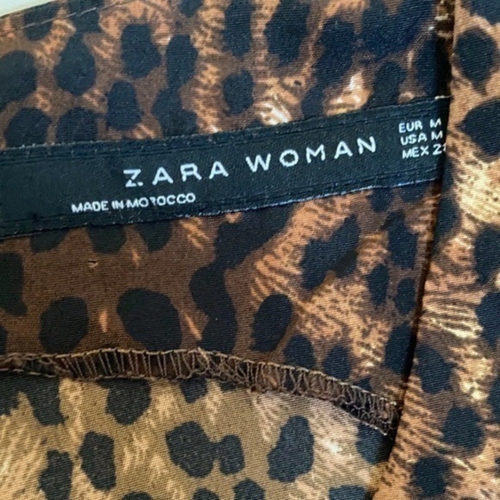 ZARA WOMAN Leopard Print Sleeveless Ruched Mini Dress w/Zipper Back - M EUC - Picture 6 of 14